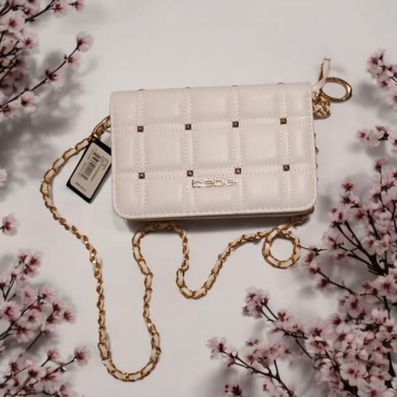 Bebe White/Gold Handbag - Picture 1 of 3